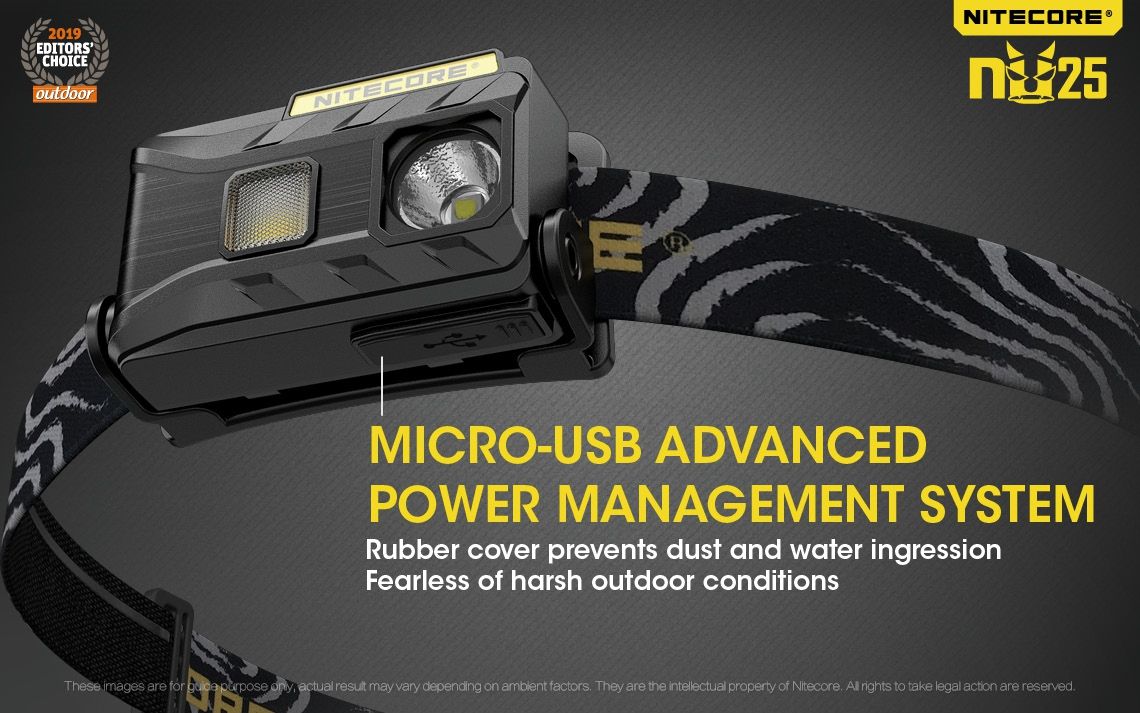 Nitecore NU25 XP-G2 S3 LED genopladelig pandelampe 360 lumen letvægts adventure tilbehør udendørs belysning