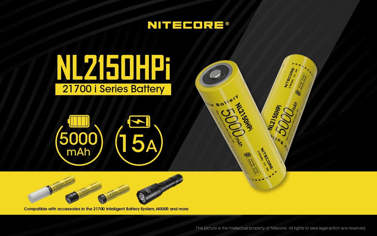 NITECORE NL2150HPi 5000mAh 21700 Li-ion genopladeligt batteri Høj ydeevne til lommelygte og vape