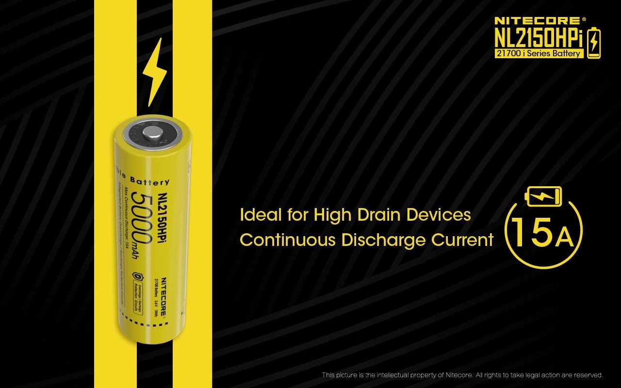 NITECORE NL2150HPi 5000mAh 21700 Li-ion genopladeligt batteri Høj ydeevne til lommelygte og vape