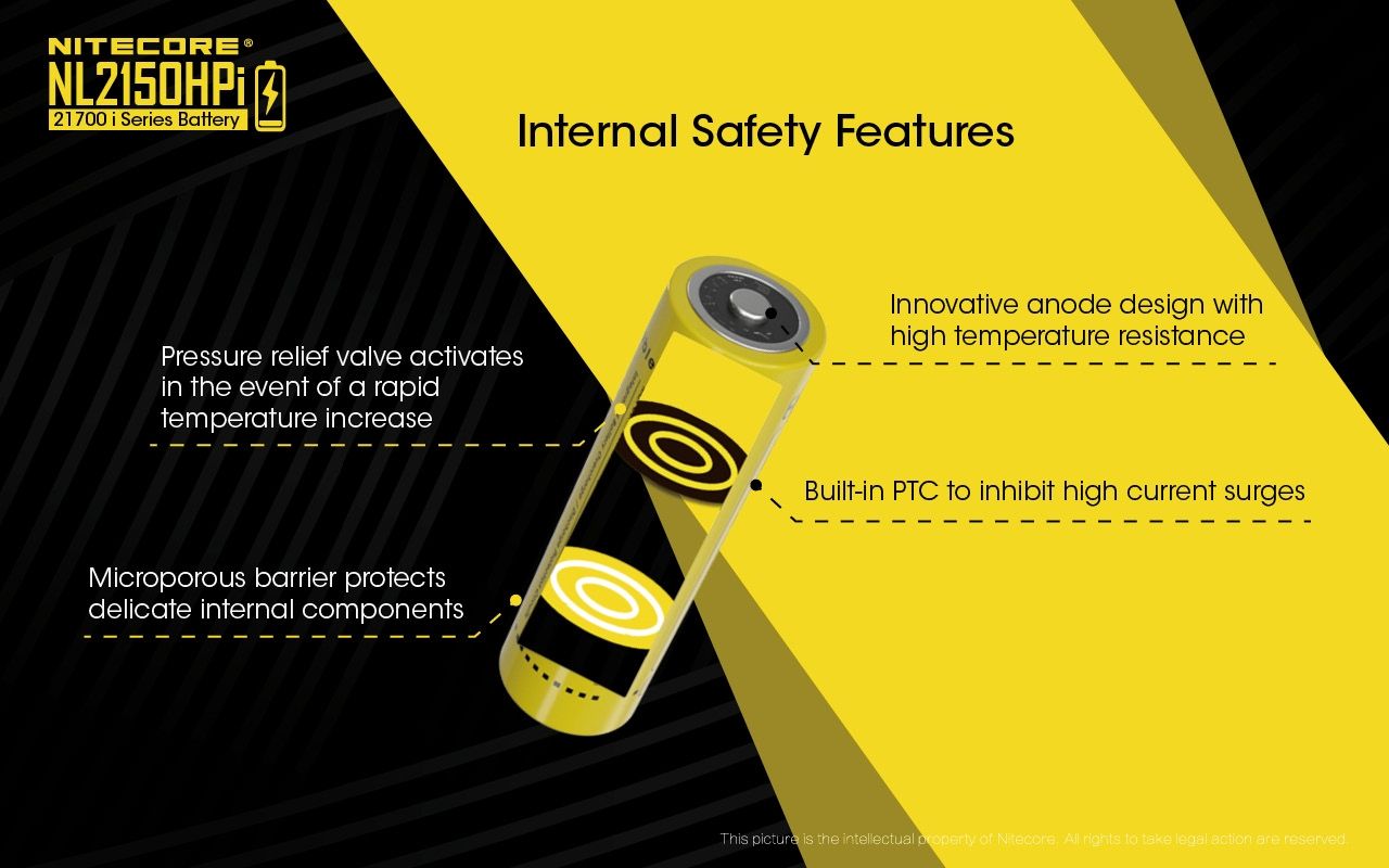 NITECORE NL2150HPi 5000mAh 21700 Li-ion genopladeligt batteri Høj ydeevne til lommelygte og vape