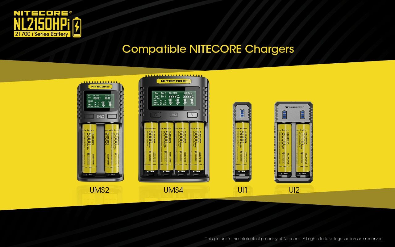 NITECORE NL2150HPi 5000mAh 21700 Li-ion genopladeligt batteri Høj ydeevne til lommelygte og vape