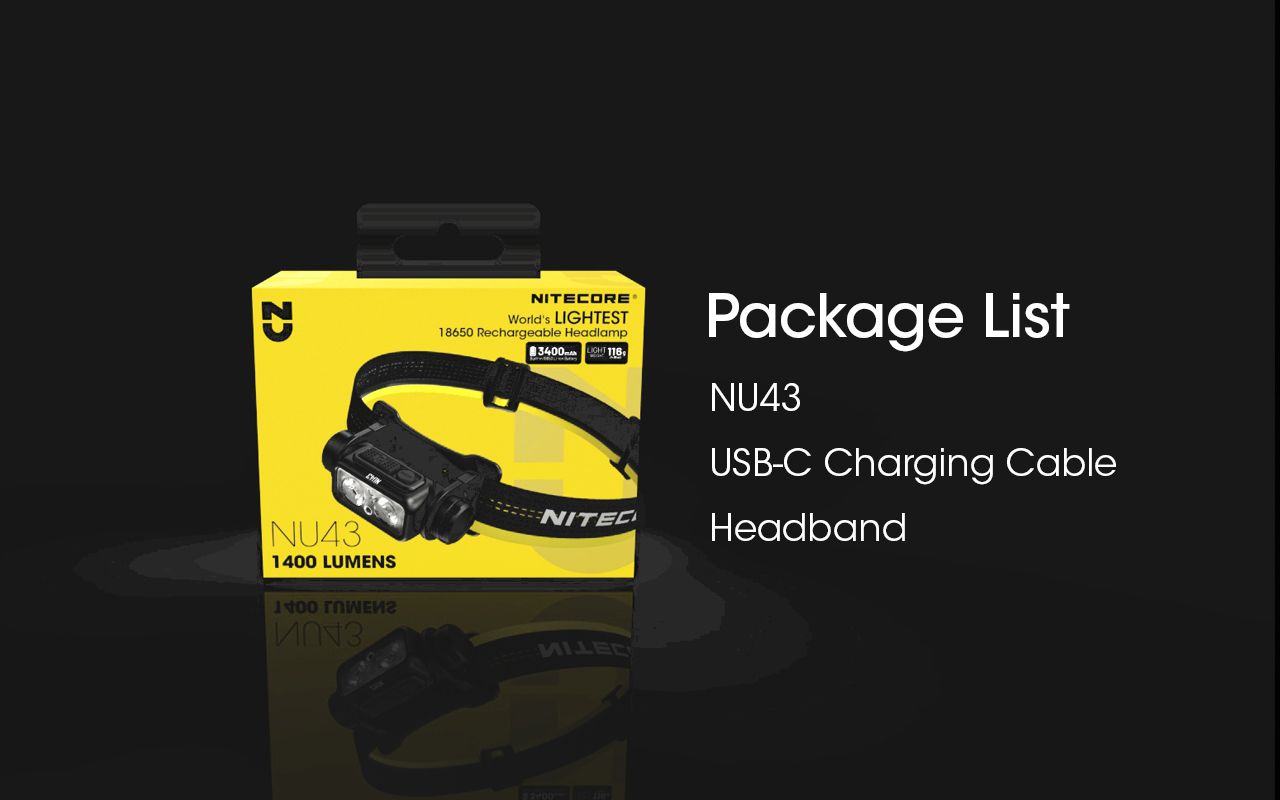 NITECORE NU43 Genopladelig Pandelampe 1400 Lumens Rødt Hvidt Lys Lang Batterilevetid Udendørs Campingudstyr