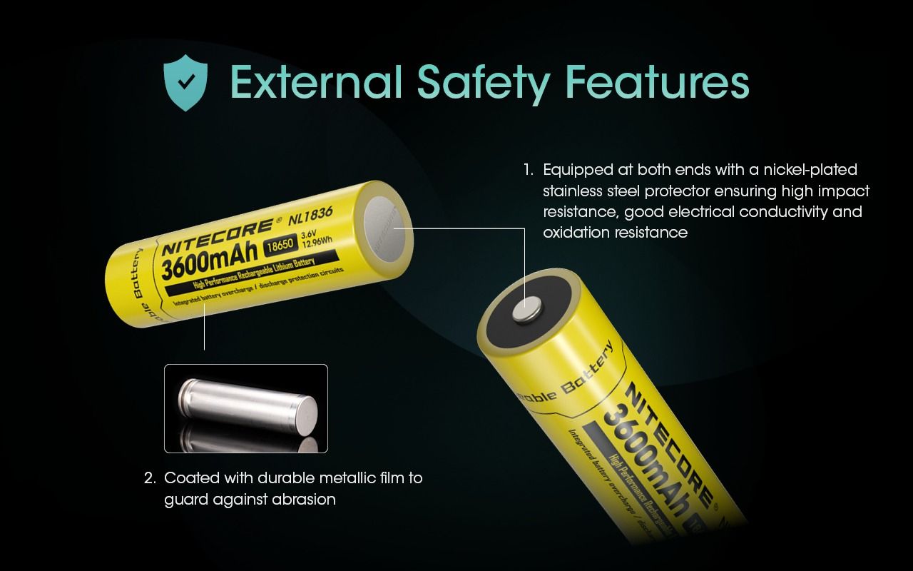 Nitecore 18650 NL1836 3600mAh Li-ion genopladeligt batteri