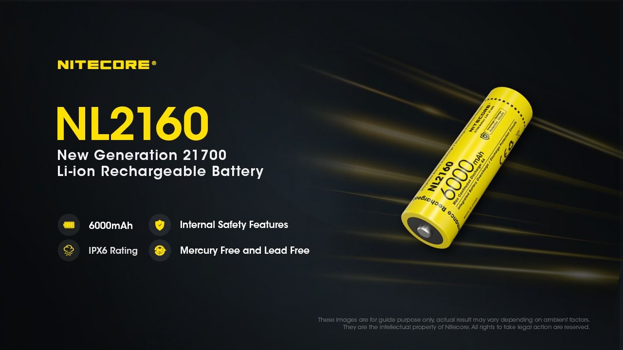 NITECORE NL2160 6000mAh 21700 Li-ion genopladeligt batteri