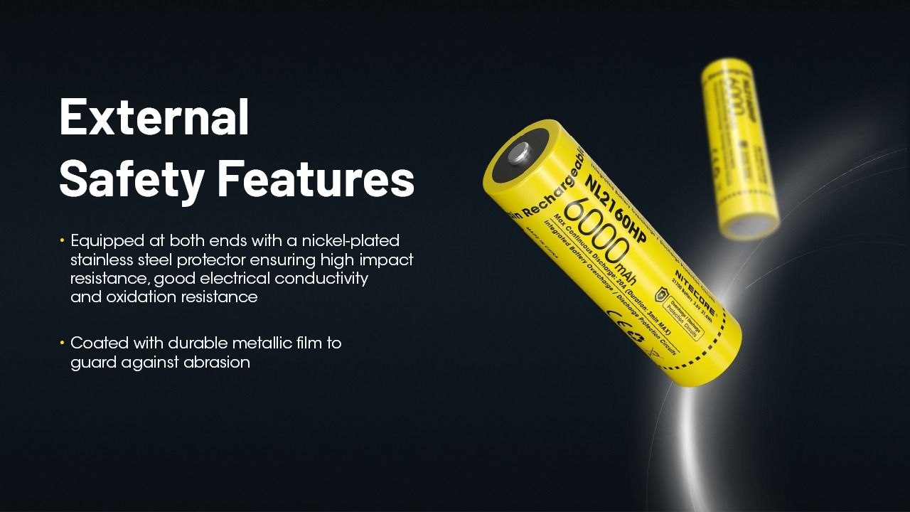 NITECORE NL2160HP 6000mAh 3.6V 21700 USB-C Li-ion Genopladeligt Batteri Høj Kapacitet Bærbar Strømkilde