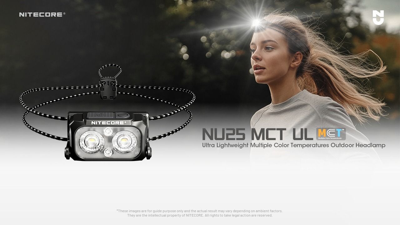 NITECORE NU25 MCT UL 400 Lumen Pandelampe Letvægt USB-C Genopladelig til Vandring Camping og Nødsituationer