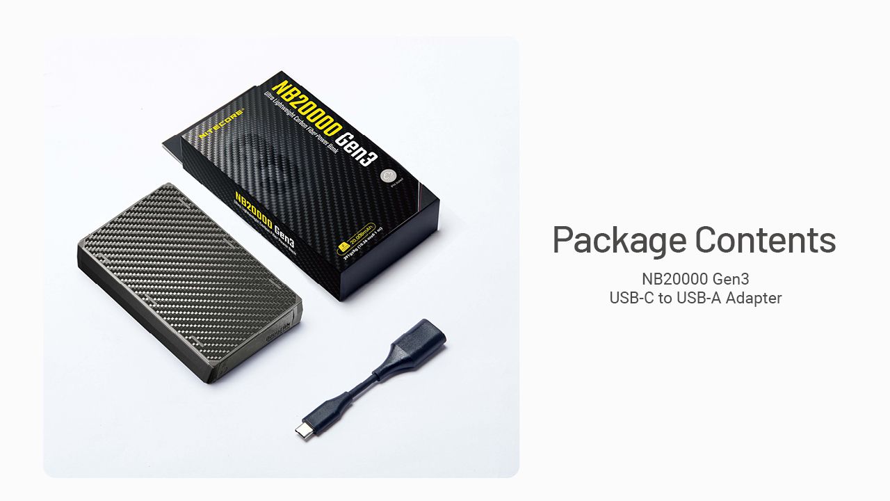 Nitecore NB20000 Gen3 QC Dual Port USB-C Powerbank 20000mAh Kompakt og let rejsekammerat