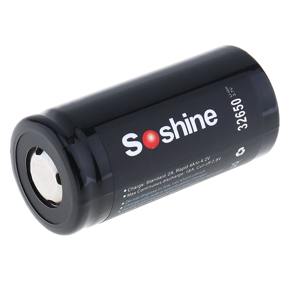 Soshine 6500mAh 3.7V 32650 Lithium genopladeligt batteri høj energitæthed lang levetid til værktøj og gadgets