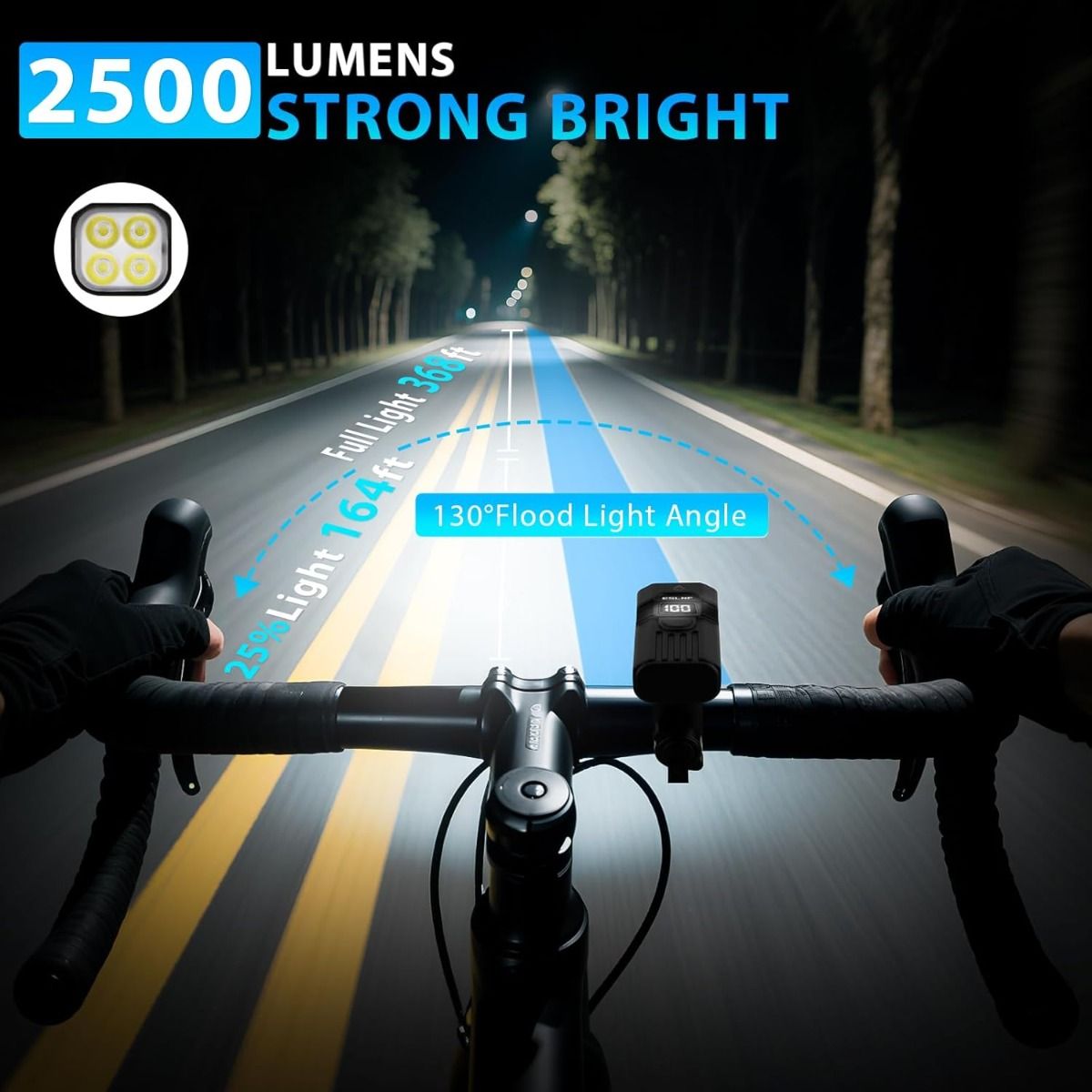 USB-C genopladelig cykellygte foran LED cykelforlygte MTB landevejscykel hovedlampe Nem at installere Cykeltilbehør