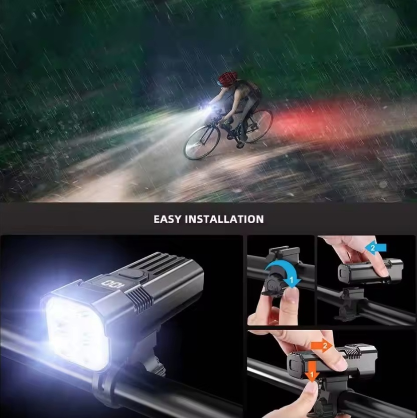 USB-C genopladelig cykellygte foran LED cykelforlygte MTB landevejscykel hovedlampe Nem at installere Cykeltilbehør