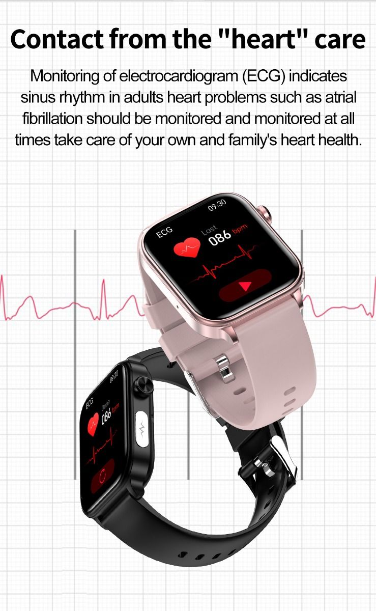 ET570 Blodsukker Smart Watch EKG Puls Blodtryk Smartwatch