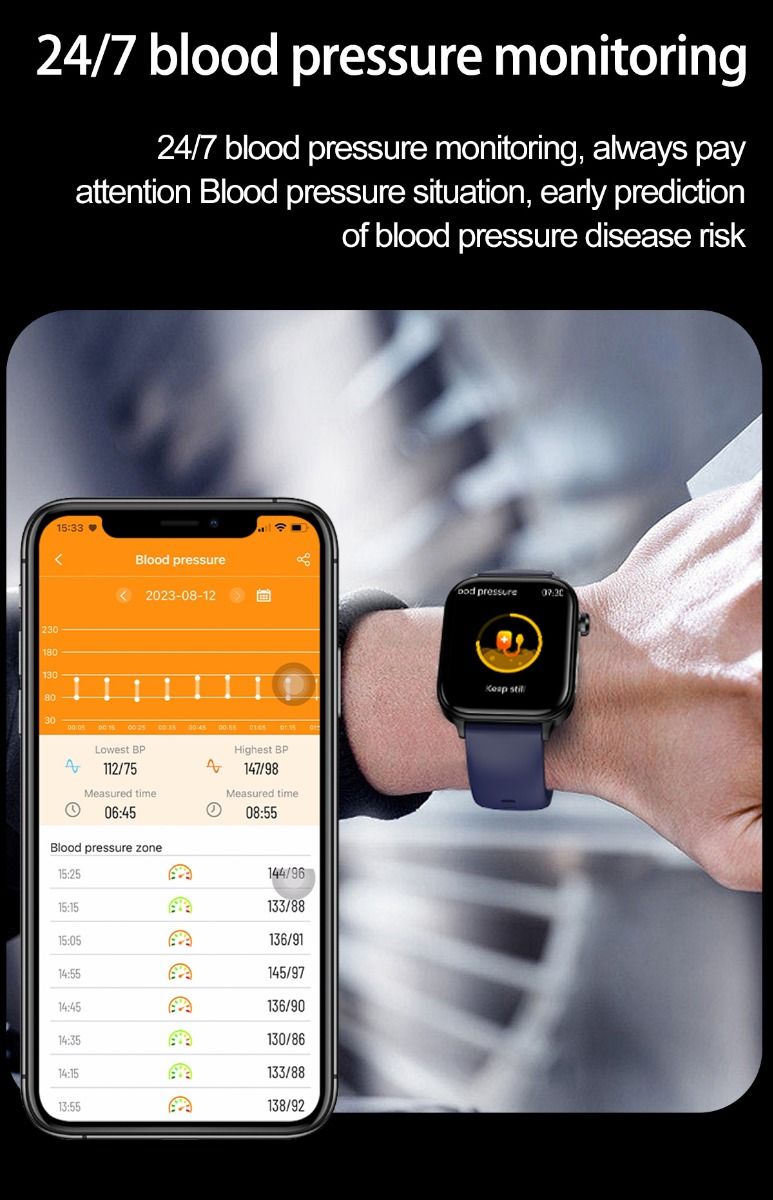 ET570 Blodsukker Smart Watch EKG Puls Blodtryk Smartwatch