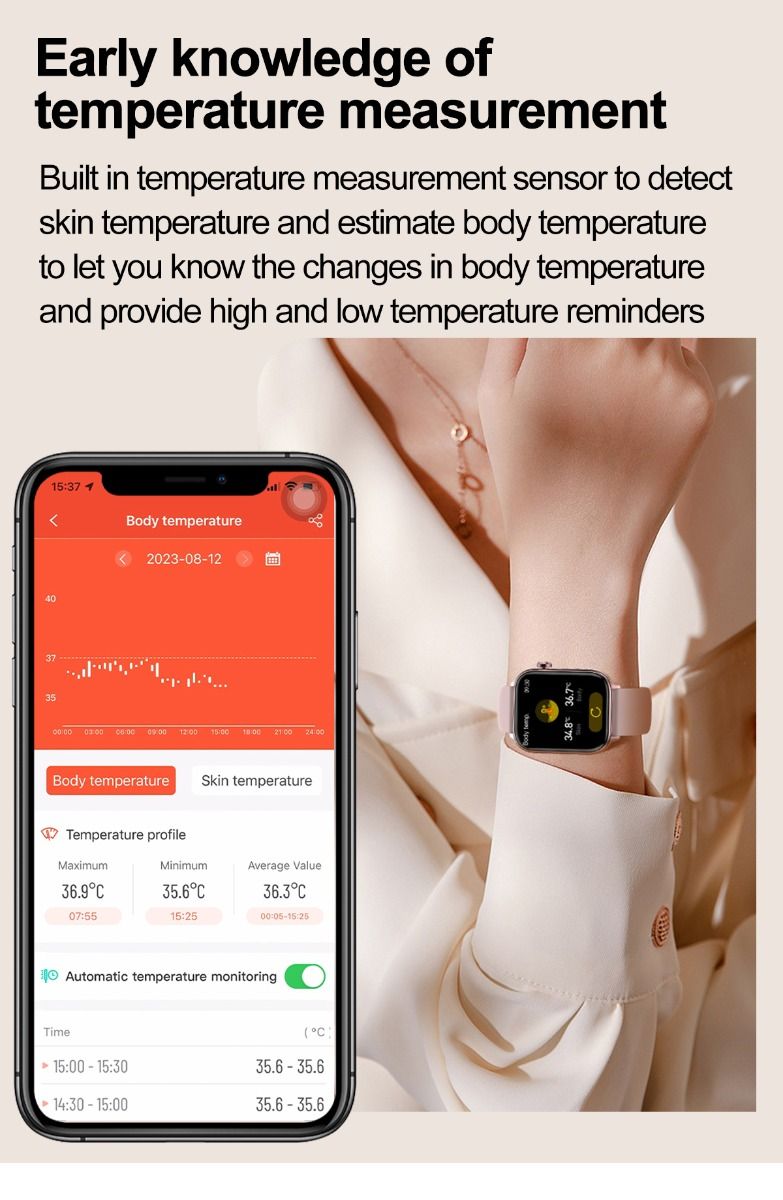 ET570 Blodsukker Smart Watch EKG Puls Blodtryk Smartwatch