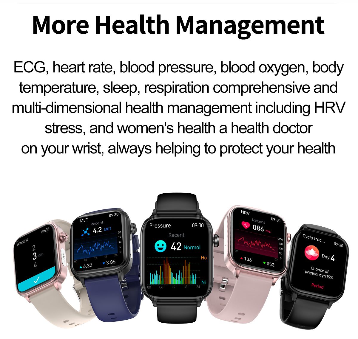 ET570 Blodsukker Smart Watch EKG Puls Blodtryk Smartwatch