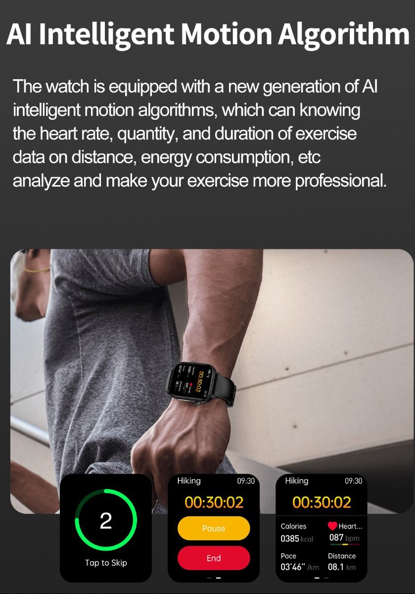 ET570 Blodsukker Smart Watch EKG Puls Blodtryk Smartwatch