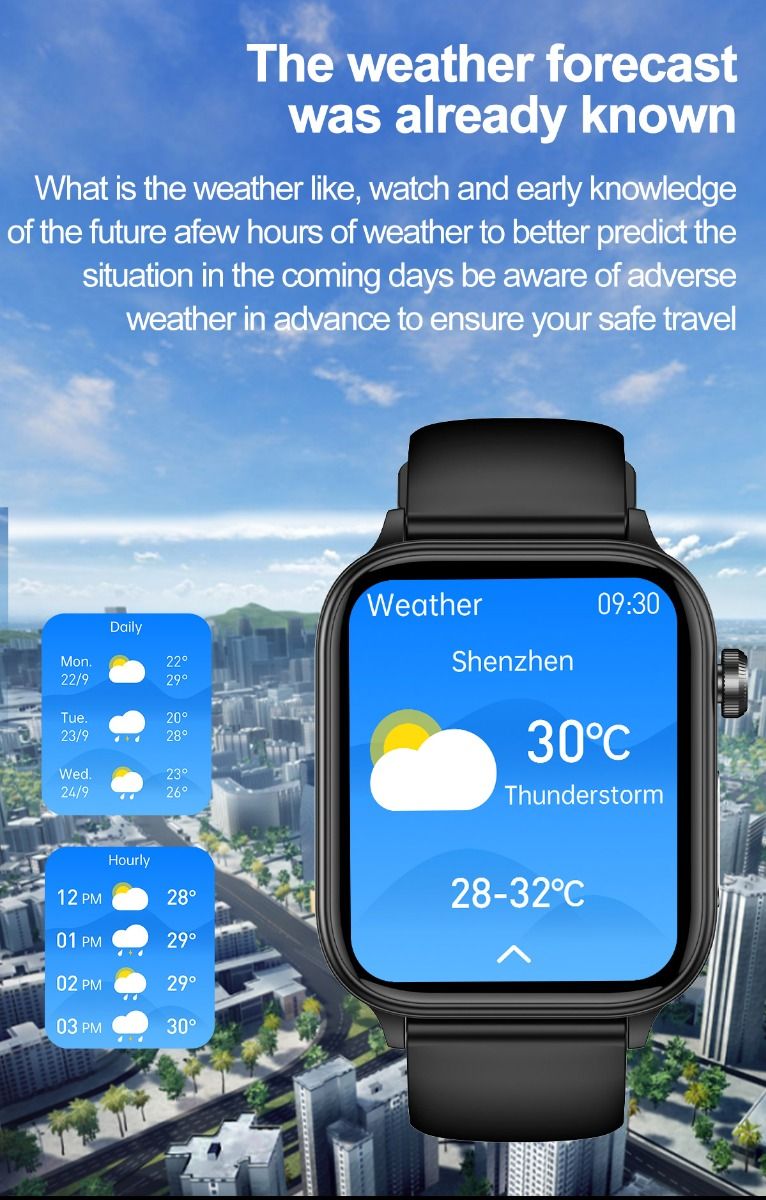 ET570 Blodsukker Smart Watch EKG Puls Blodtryk Smartwatch
