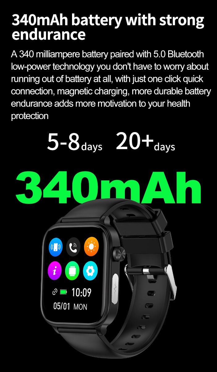 ET570 Blodsukker Smart Watch EKG Puls Blodtryk Smartwatch