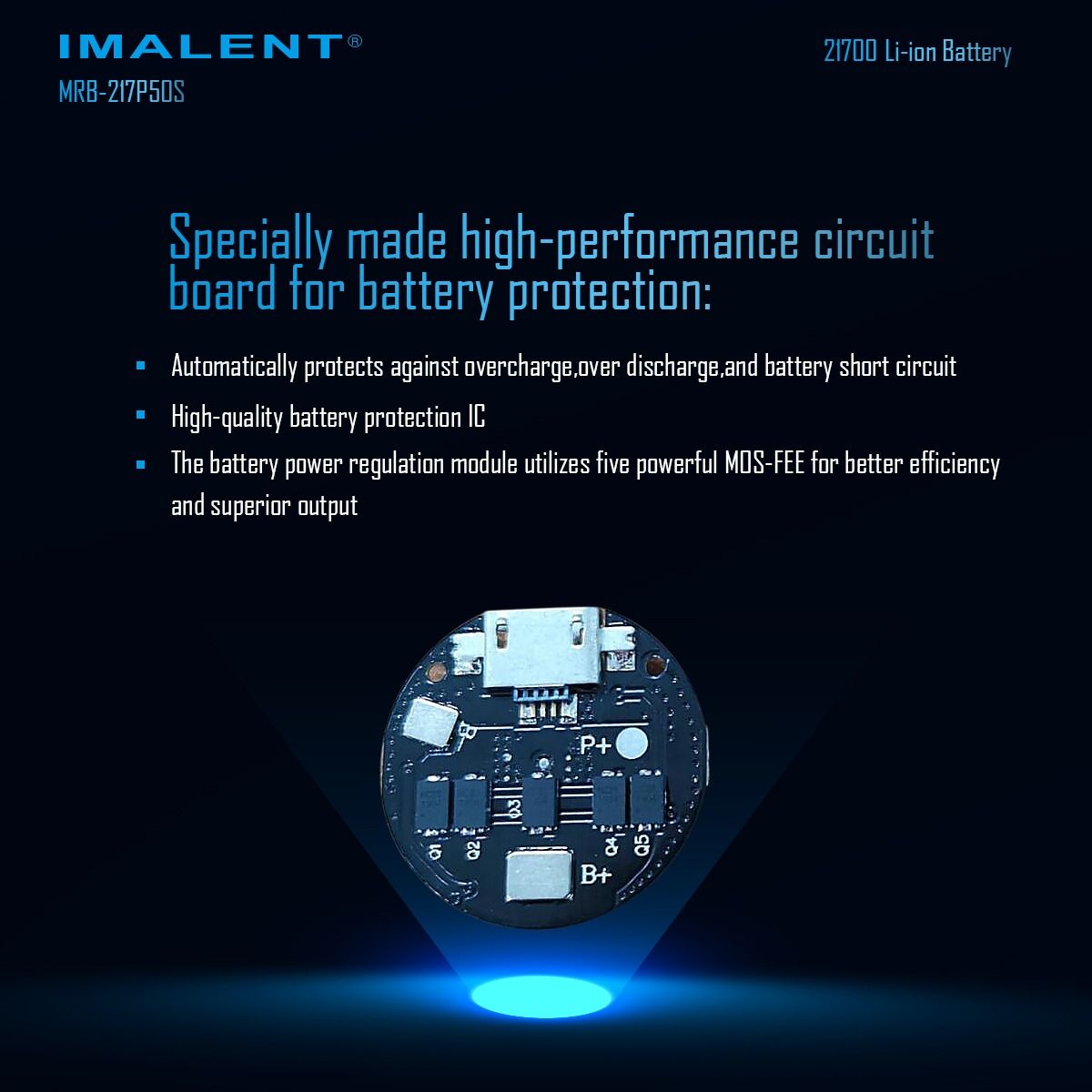 IMALENT MRB-217P50S 21700 5000MAH 3.6V genopladeligt batteri