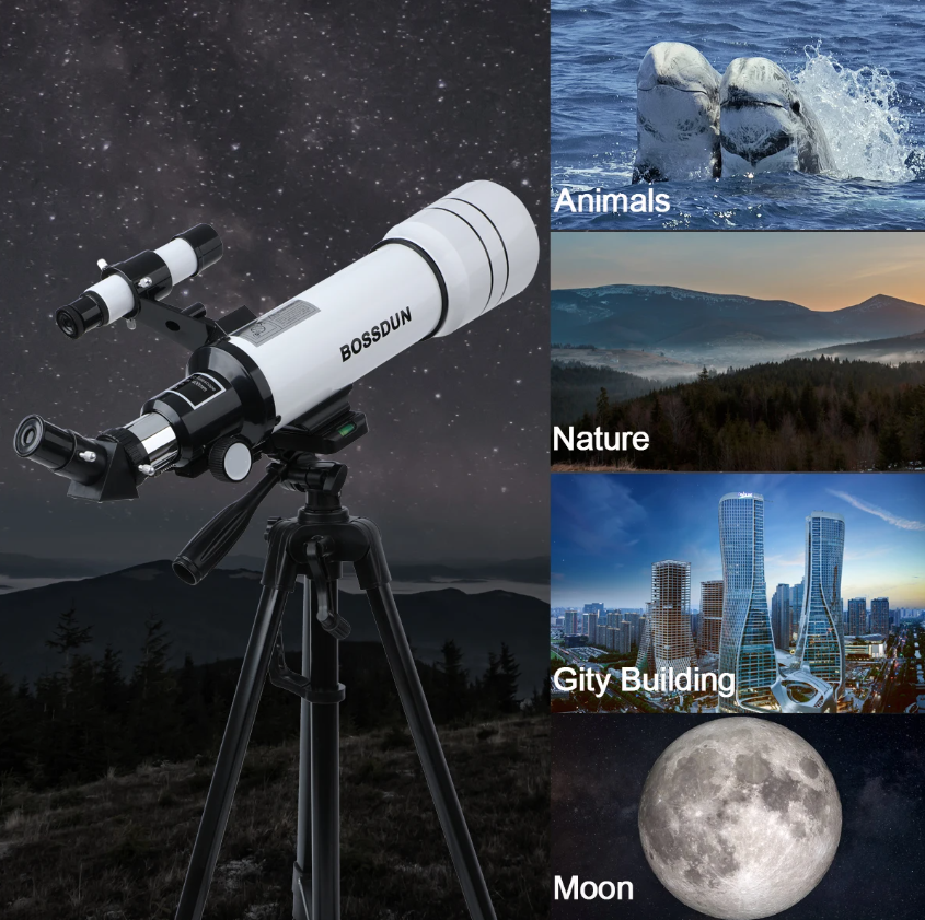 Bossdun 333X professionelt astronomisk teleskop til børn med stort objektiv til måneobservation og stjernekiggeri