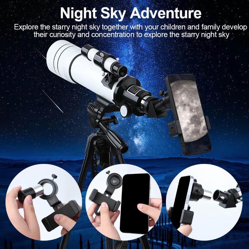 Bossdun 333X professionelt astronomisk teleskop til børn med stort objektiv til måneobservation og stjernekiggeri
