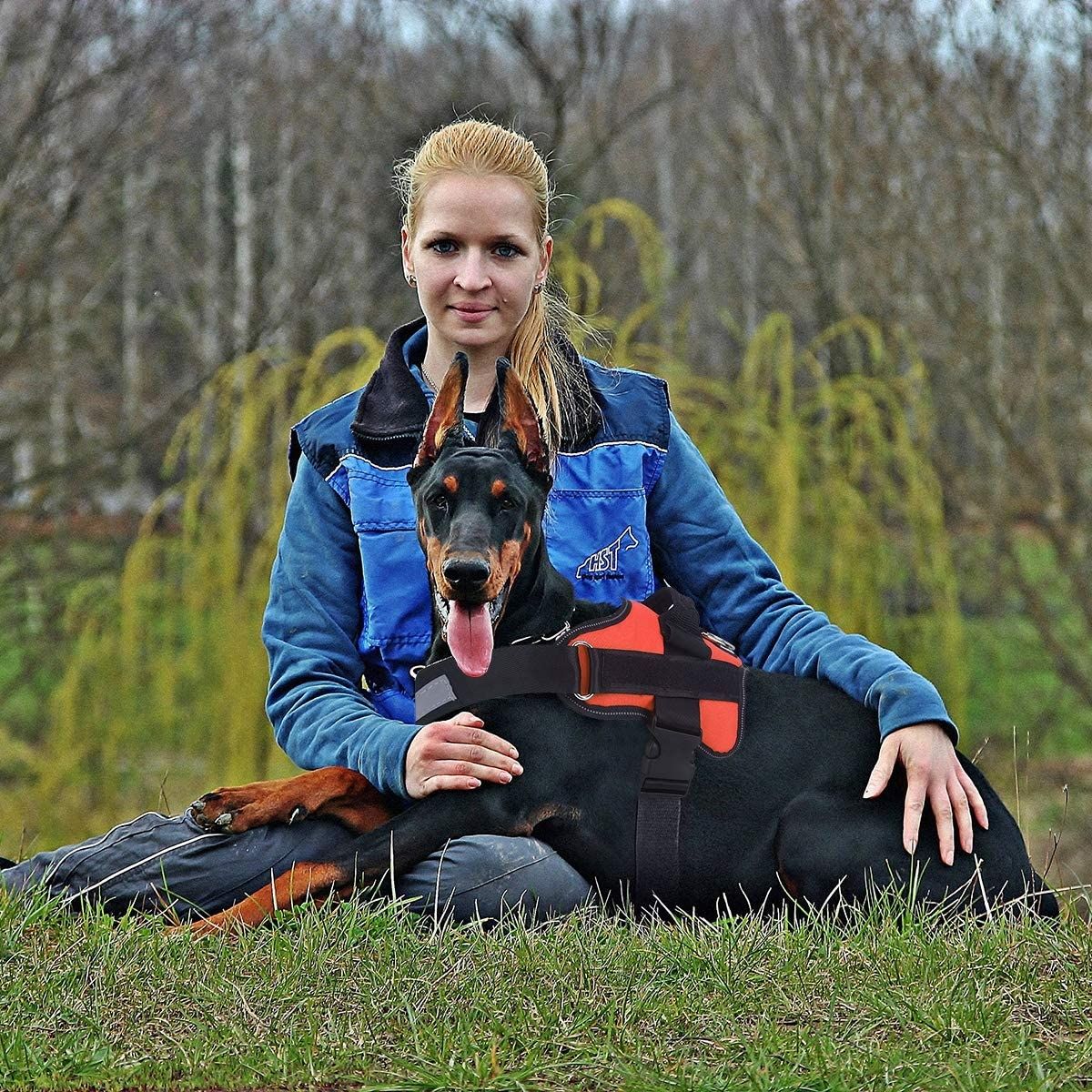 Reflekterende hundesele uden træk med håndtag, justerbar sele til mellemstore racer, behageligt gå-udstyr