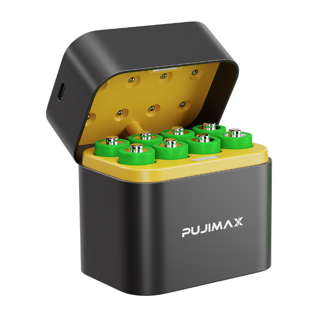 8-slots oplader med smart flip top rum og Type-C-port til effektiv opladning af AA lithiumbatterier