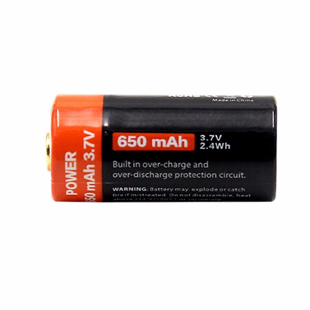 16340 650mAh 3.7V Micro USB genopladeligt Li-ion batteri, miljøvenligt, langtidsholdbart til lommelygter og udstyr