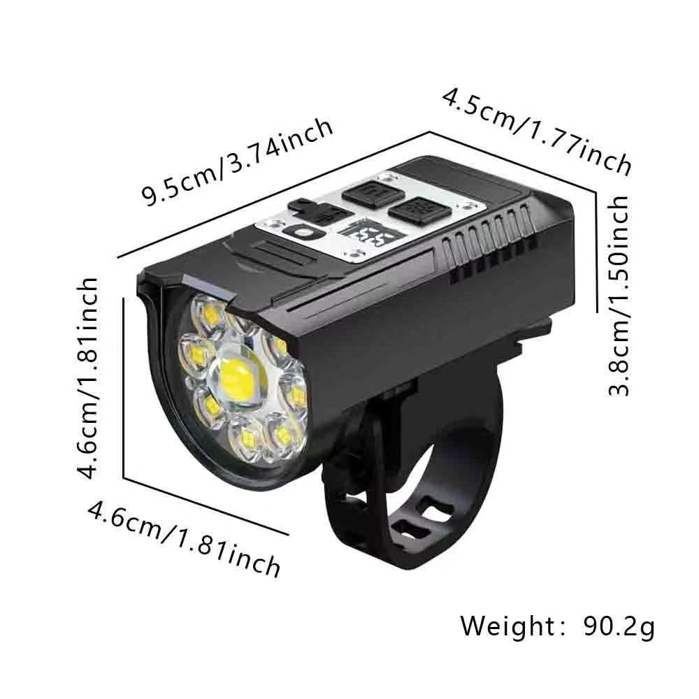 Cykel forlygte 9 LED cykel frontlys Type-C genopladelig cykellampe vandtæt cykellys