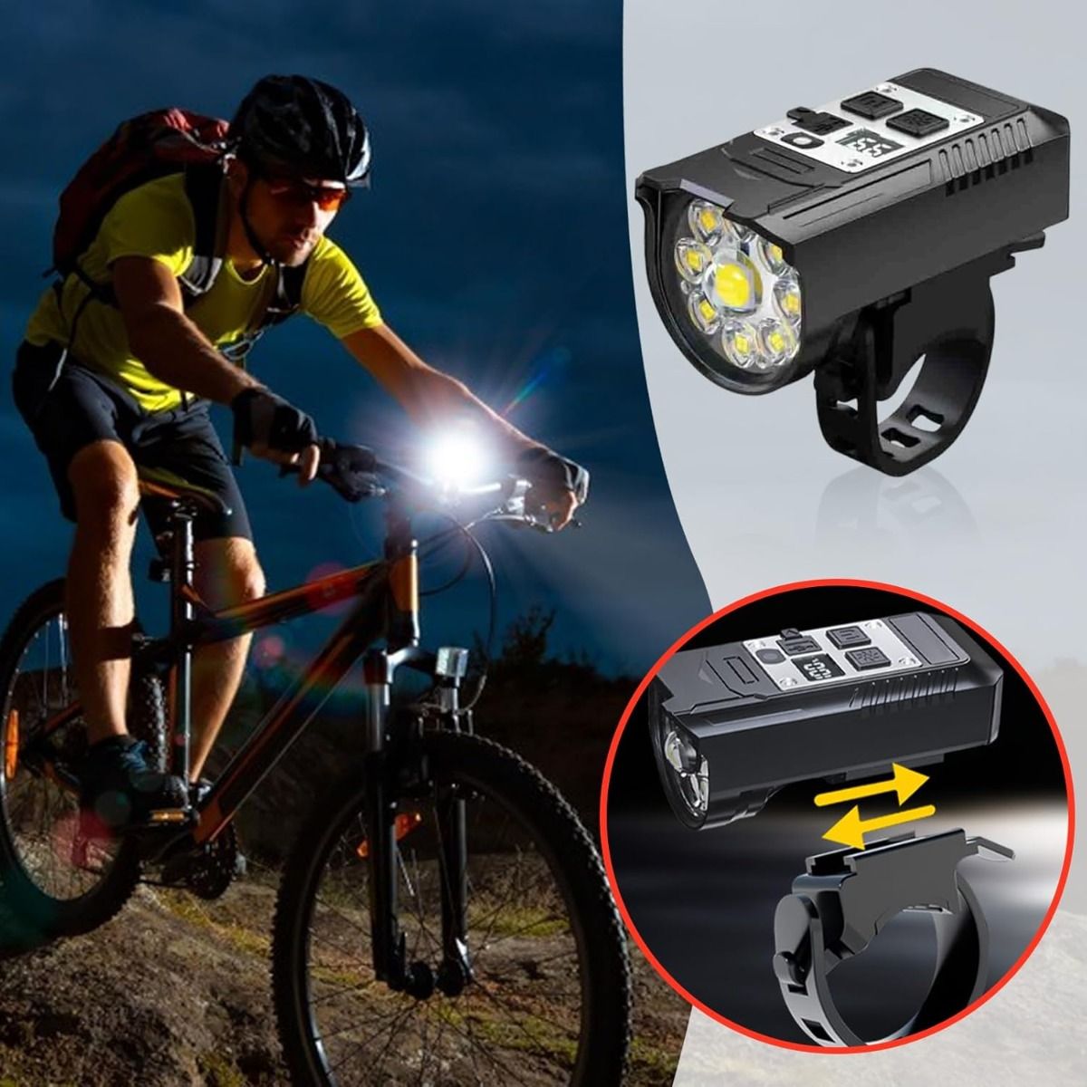 Cykel forlygte 9 LED cykel frontlys Type-C genopladelig cykellampe vandtæt cykellys