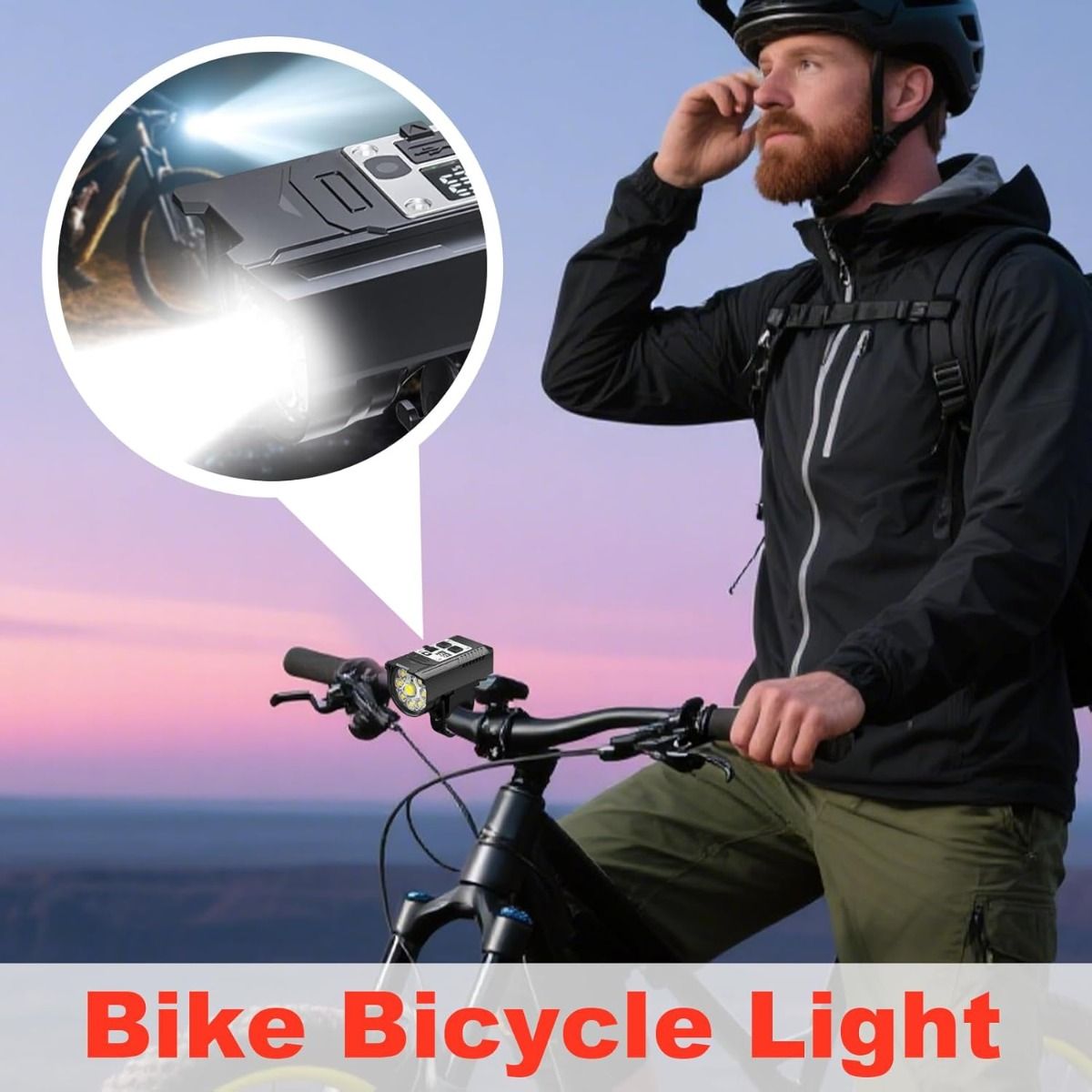 Cykel forlygte 9 LED cykel frontlys Type-C genopladelig cykellampe vandtæt cykellys