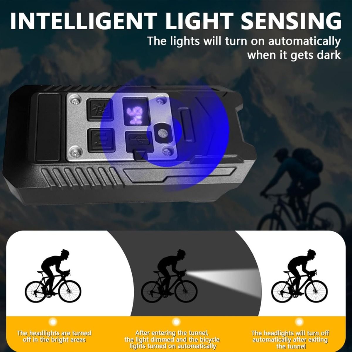 Cykel forlygte 9 LED cykel frontlys Type-C genopladelig cykellampe vandtæt cykellys