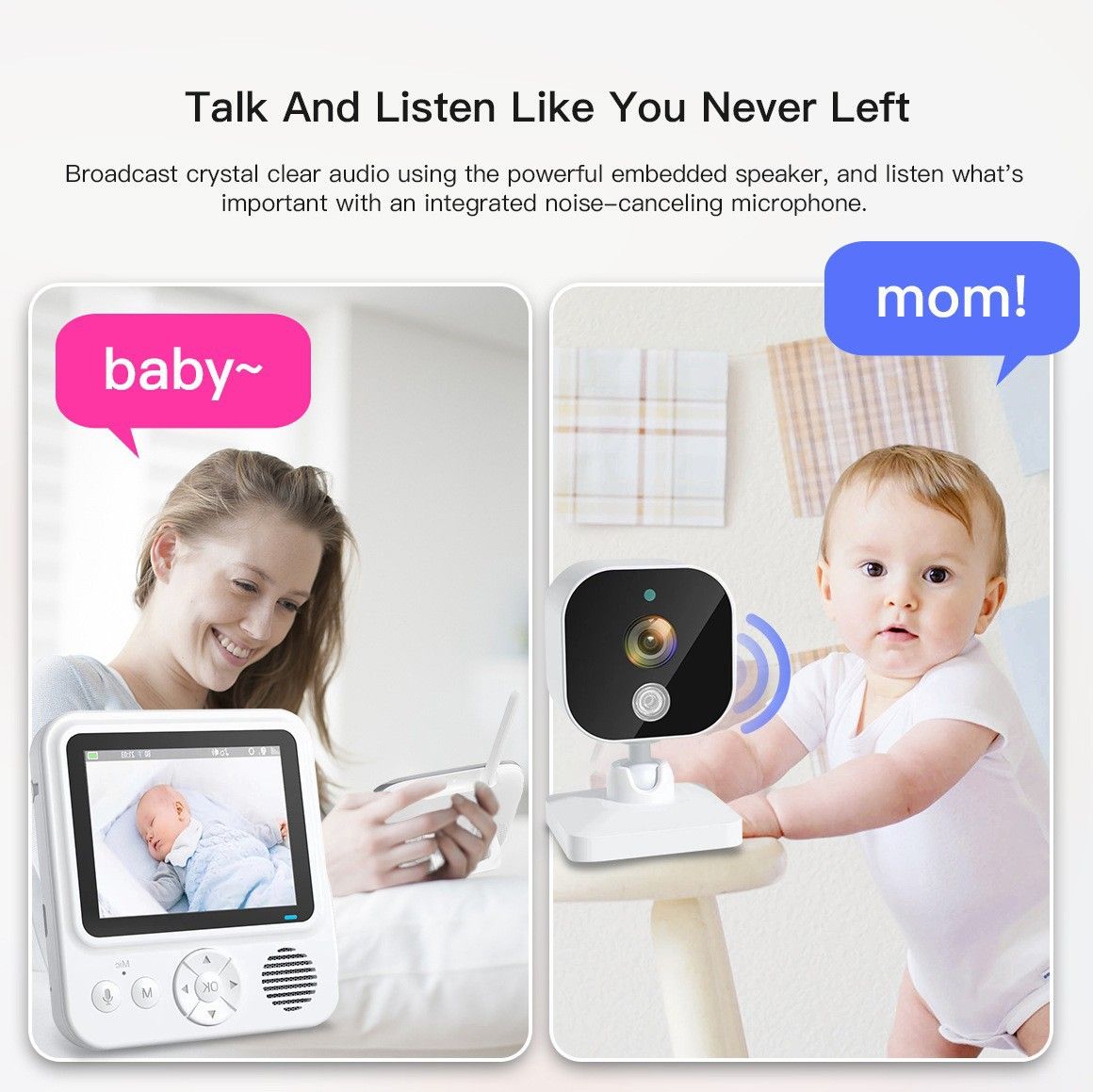 Oplev ro i sindet med AMB900 2,8 tommer video babyalarm 720P HD nattesyn og tovejskommunikation