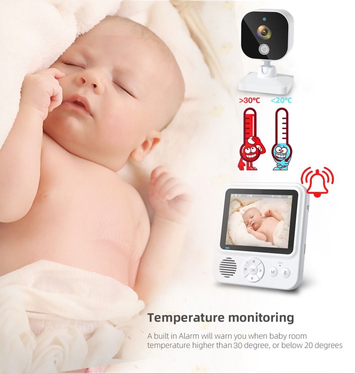 Oplev ro i sindet med AMB900 2,8 tommer video babyalarm 720P HD nattesyn og tovejskommunikation