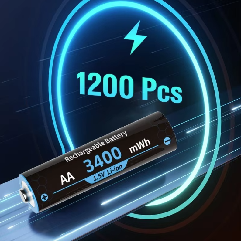 Genopladelige AA-batterier litium med oplader, 8-pak 1,5V 3000mWh dobbelt A-batteri genopladelige, langtidsholdbare genopladelige lithium-ion AA-batterier med opbevaringsboks til opladning