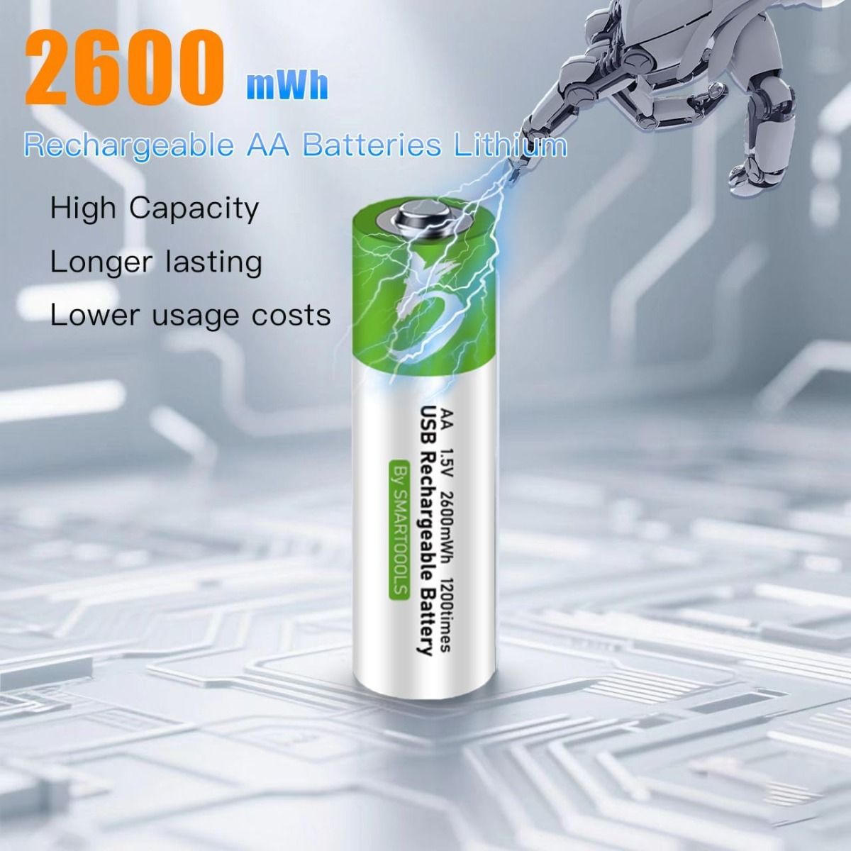4 stk. AA-batteri AA-batterier, USB/Type-C genopladeligt AA-batteri