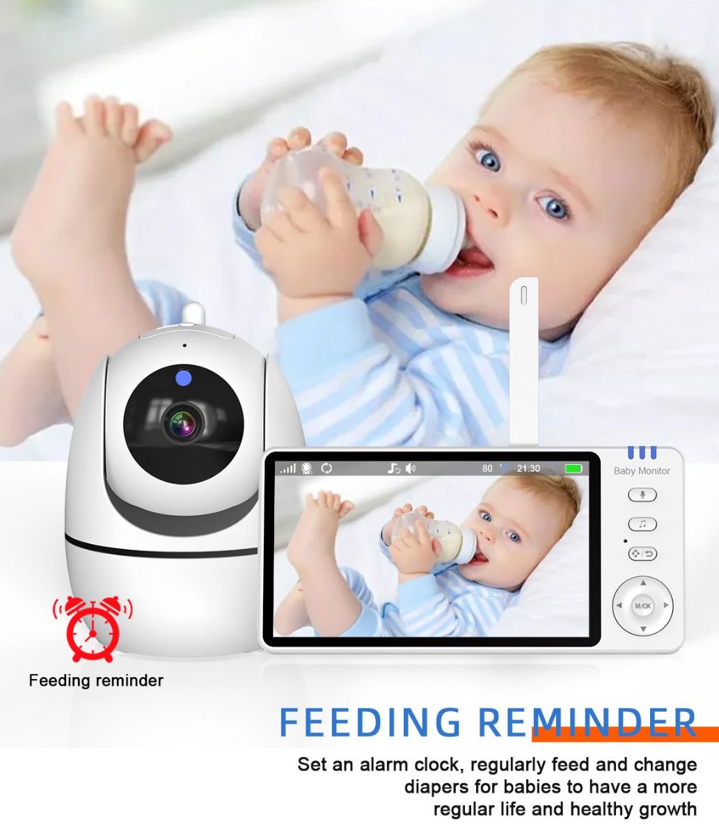 ABM501 Video Babymonitor 2.4G Trådløs 5.0 Tommer LCD Nattevision To-vejs Lyd til Familiesikkerhed
