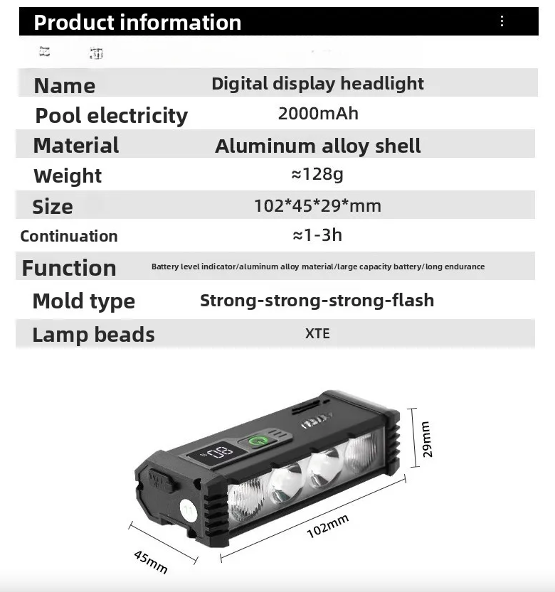 ACRUNU LED Cykellygte USB Genopladelig Cykellys - 4 Tilstande Cykelforlygte
