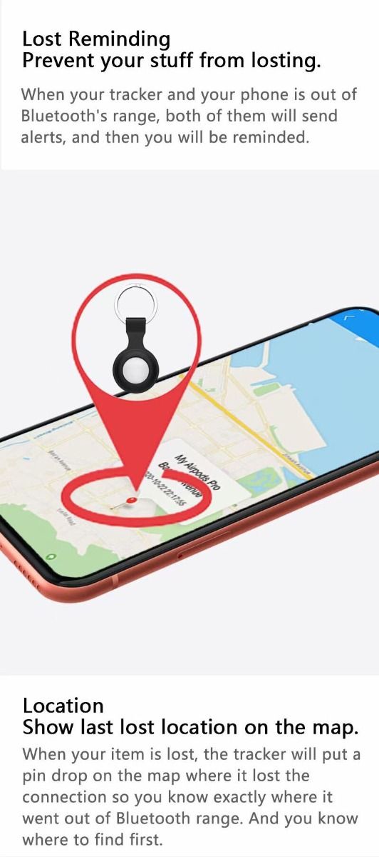 Mini GPS-tracker Bluetooth 4.0 Smart Locator letvægts anti-tab-enhed til nøgler, kæledyr, børn, realtidslokalisering