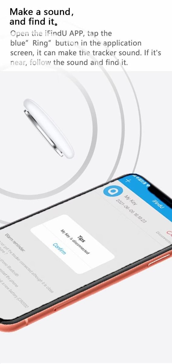 Mini GPS-tracker Bluetooth 4.0 Smart Locator letvægts anti-tab-enhed til nøgler, kæledyr, børn, realtidslokalisering