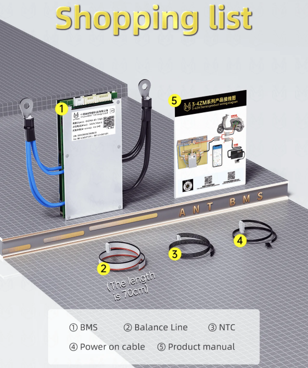 ANT Smart BMS 4S-24S 16S 40A Lifepo4 BMS 10S 13S 48V 30A Li-ion BMS 20S NMC LFP til E-cykel E-scooter med Bluetooth Balance BMS