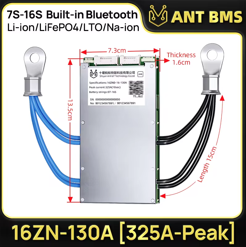 ANT Smart BMS 4S-24S 16S 40A Lifepo4 BMS 10S 13S 48V 30A Li-ion BMS 20S NMC LFP til E-cykel E-scooter med Bluetooth Balance BMS