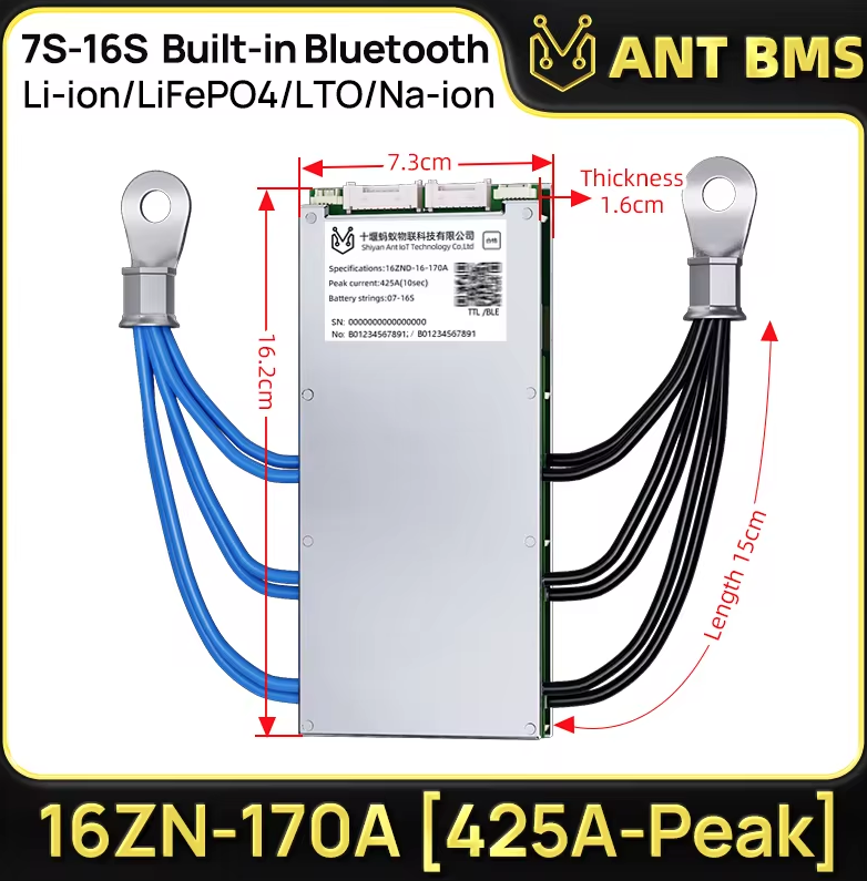 ANT Smart BMS 4S-24S 16S 40A Lifepo4 BMS 10S 13S 48V 30A Li-ion BMS 20S NMC LFP til E-cykel E-scooter med Bluetooth Balance BMS