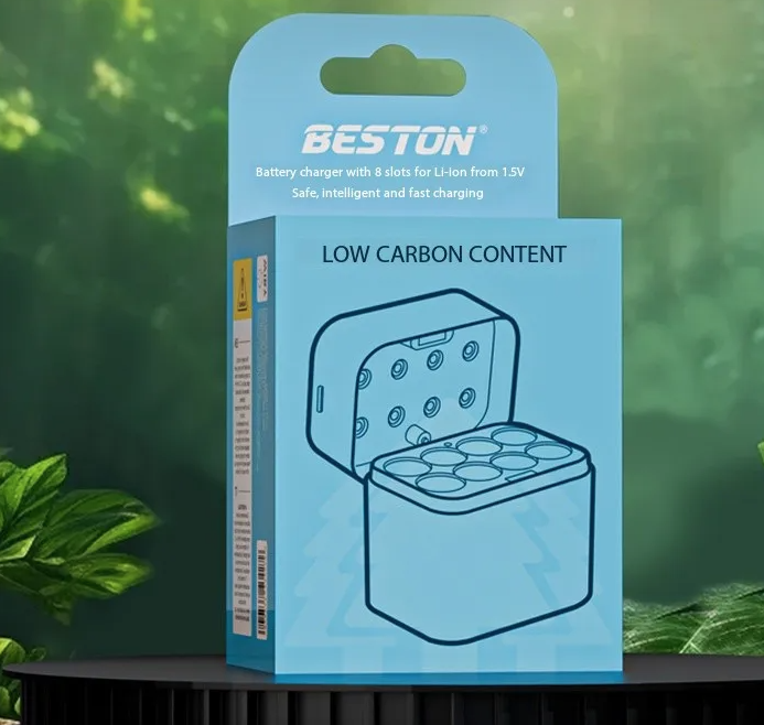 Beston Smart Batterioplader 8 Slots AA med 3600mWh 1,5V genopladeligt lithiumbatteri hurtigopladende batterioplader sæt