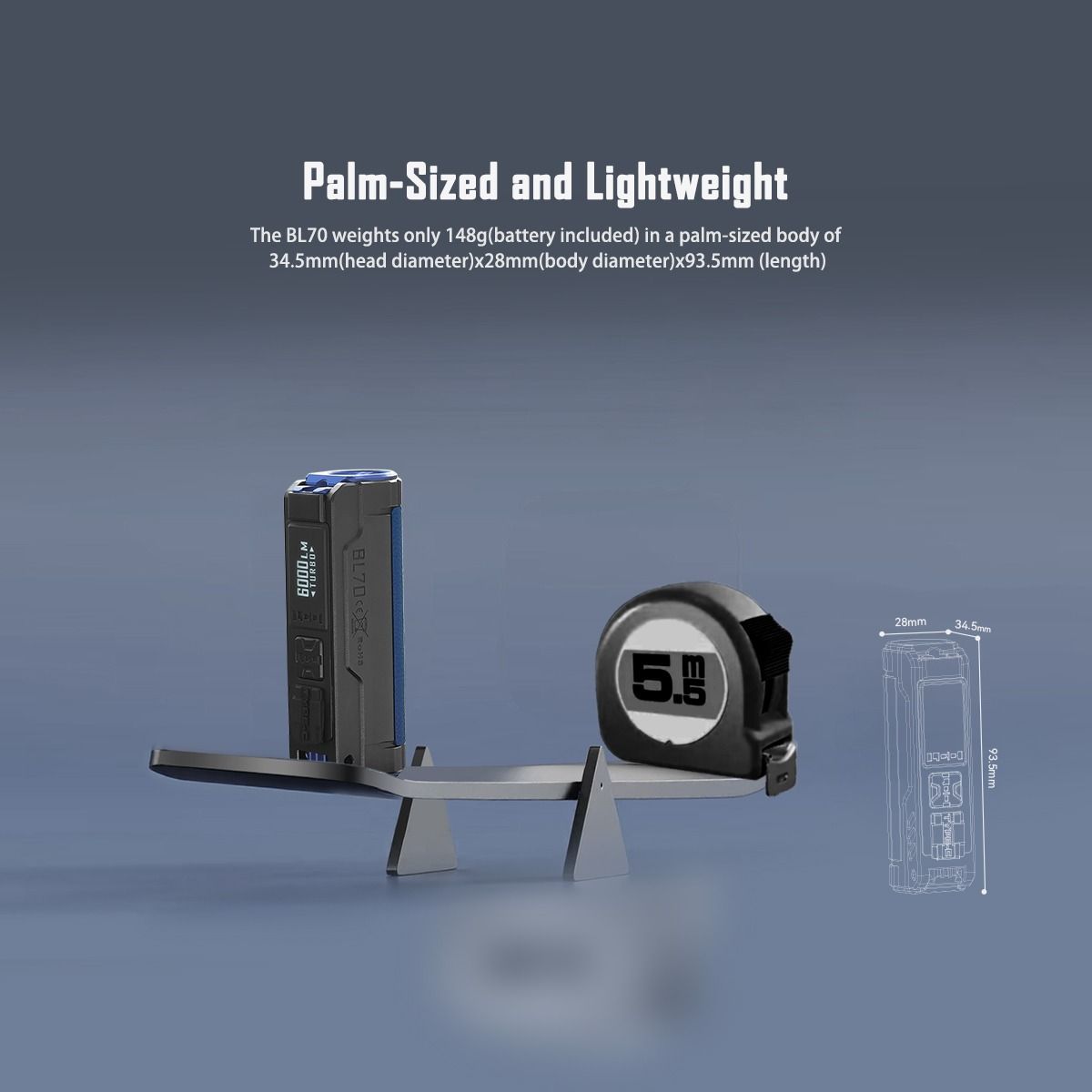 IMALENT BL70 6000 Lumen Type-C genopladelig LED EDC lommelygte