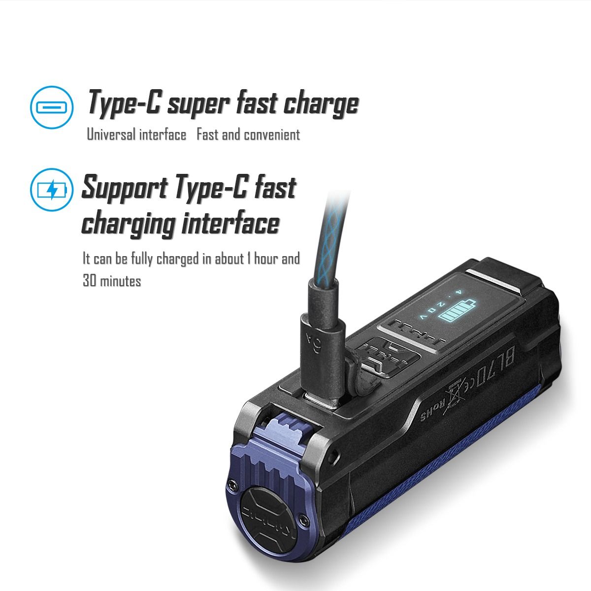 IMALENT BL70 6000 Lumen Type-C genopladelig LED EDC lommelygte