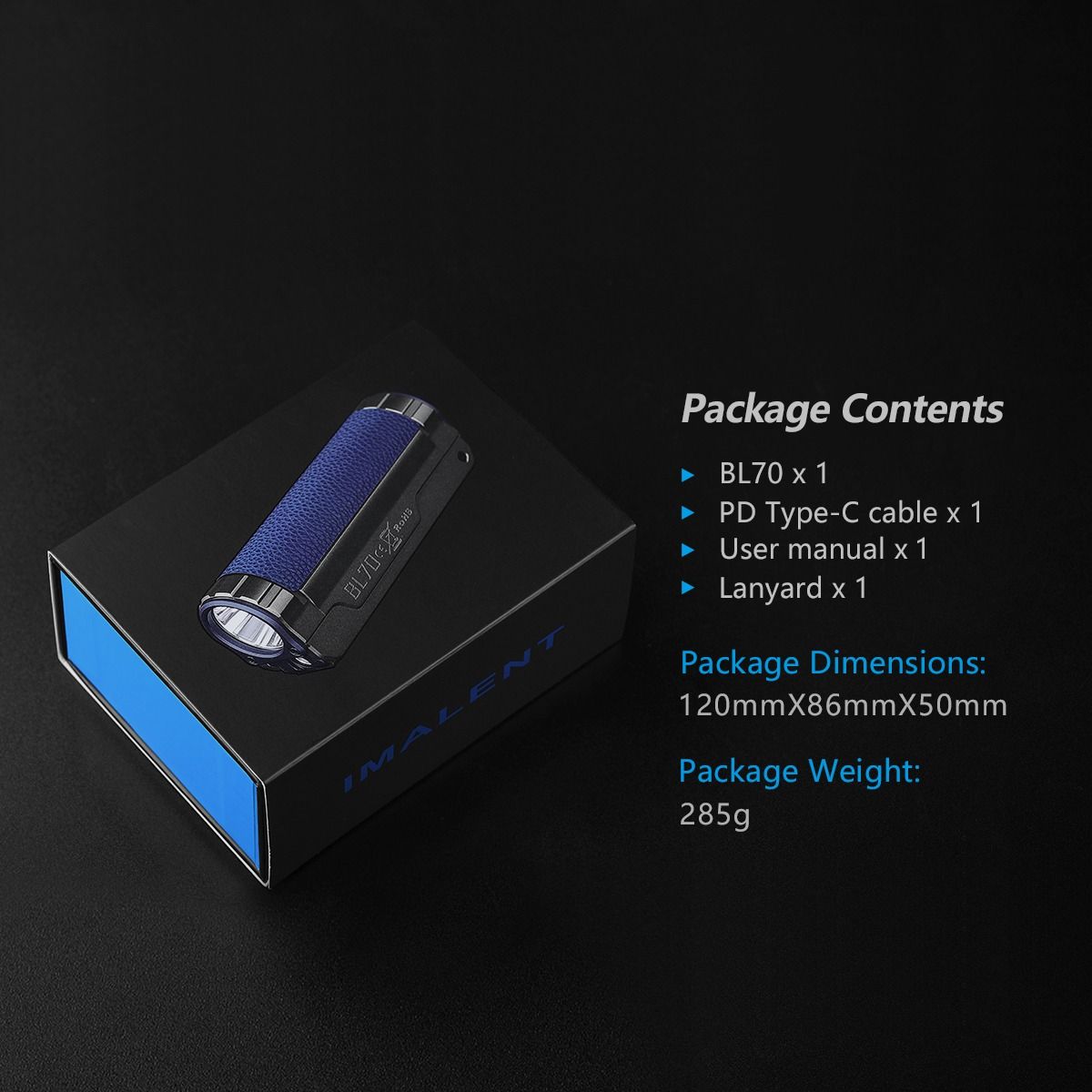 IMALENT BL70 6000 Lumen Type-C genopladelig LED EDC lommelygte