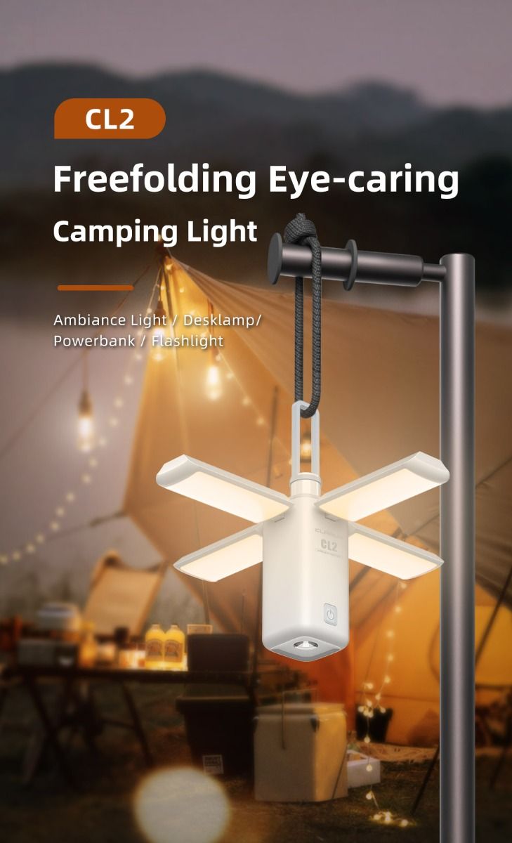 Klarus CL2 750 Lumen Freefolding Campinglampe Bærbar Øjenvenlig Alsidig Lampe med 7 Lystilstande