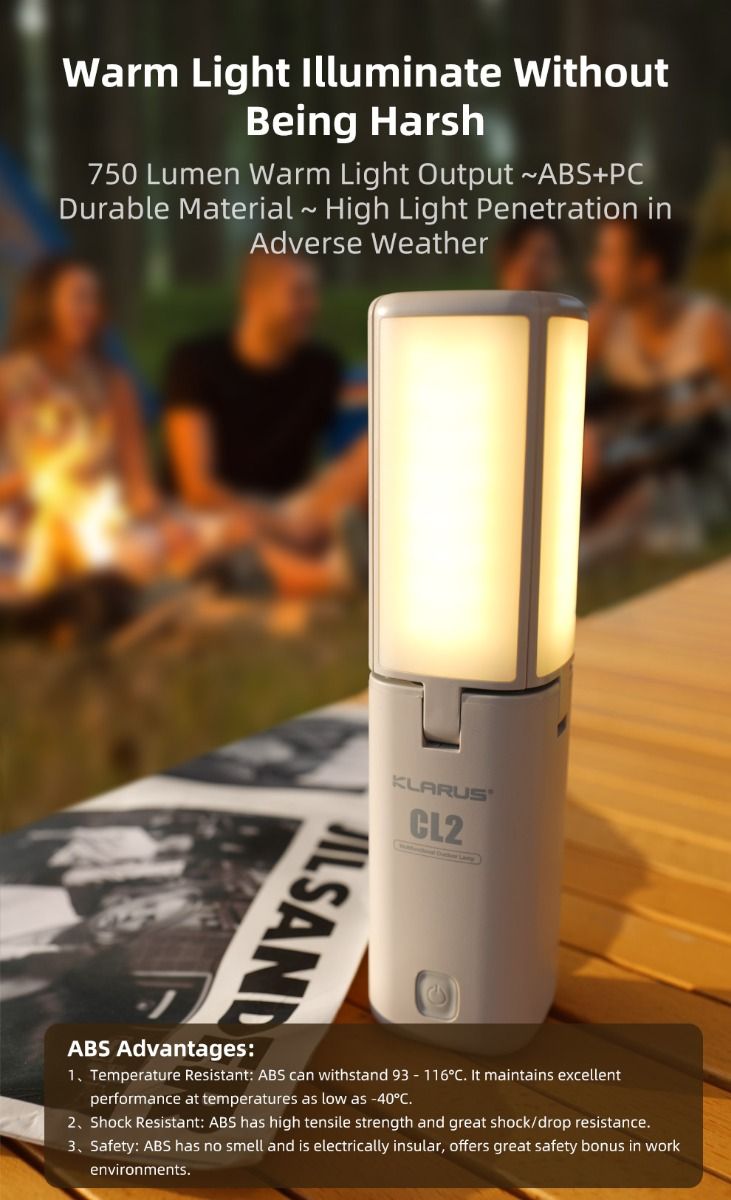 Klarus CL2 750 Lumen Freefolding Campinglampe Bærbar Øjenvenlig Alsidig Lampe med 7 Lystilstande