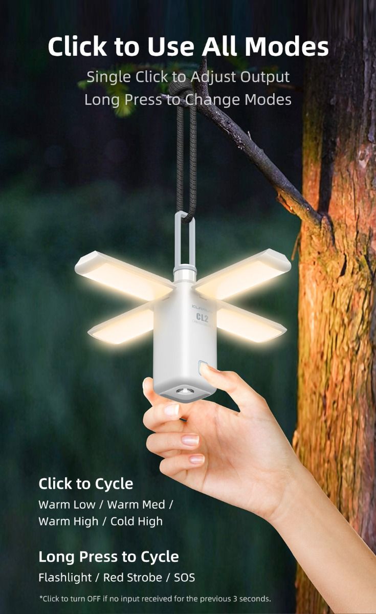 Klarus CL2 750 Lumen Freefolding Campinglampe Bærbar Øjenvenlig Alsidig Lampe med 7 Lystilstande