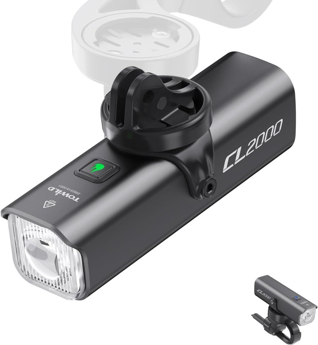 TOWILD CL2000 Cykellygter til natteture, 2000LM Superlysstærk cykellygte foran, Vandtæt cykel forlygte til mountainbike-, landevejscykling og pendling